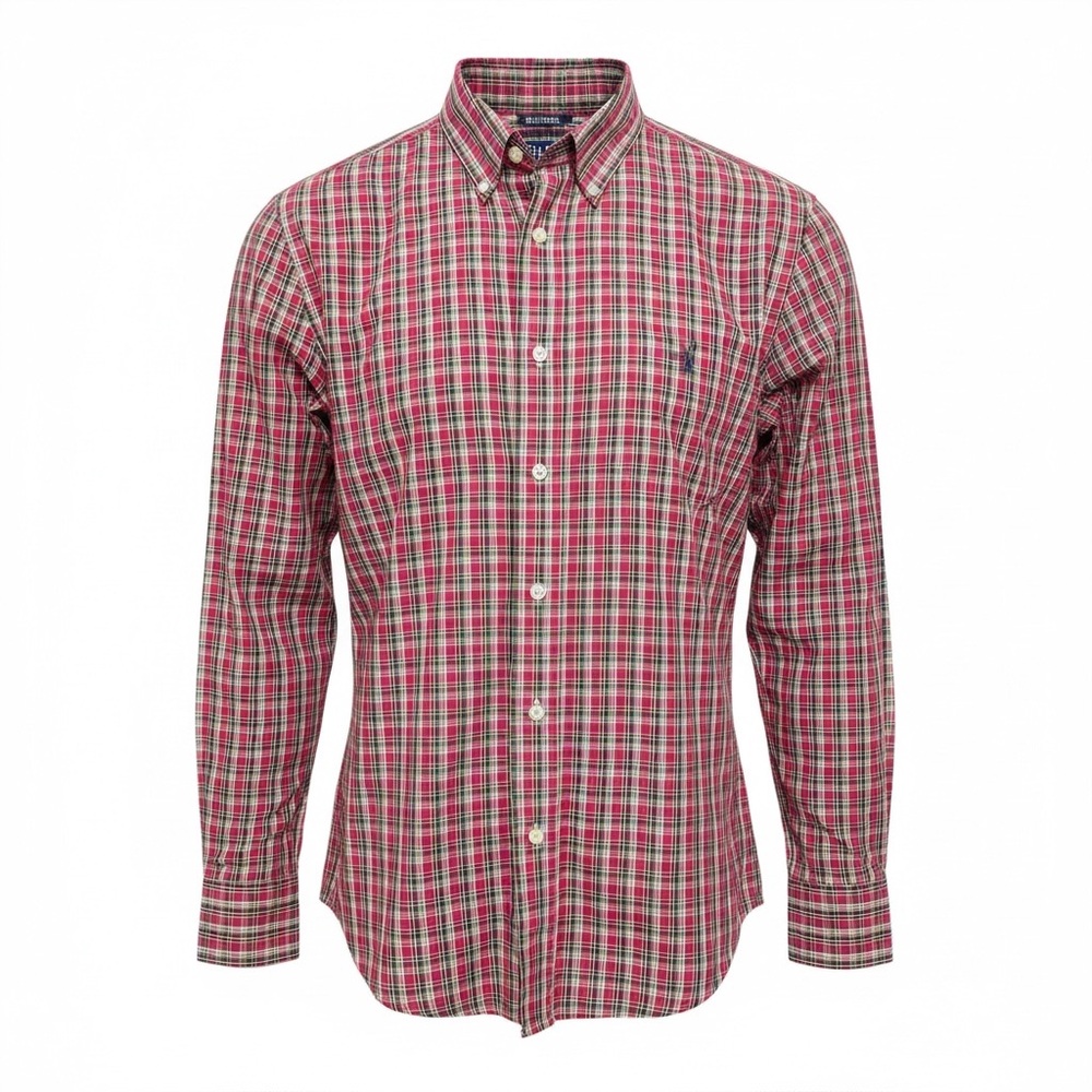 Chaps | Ralph Lauren Red and Green Plaid Men’s Button-Down Shirt Size Medium US